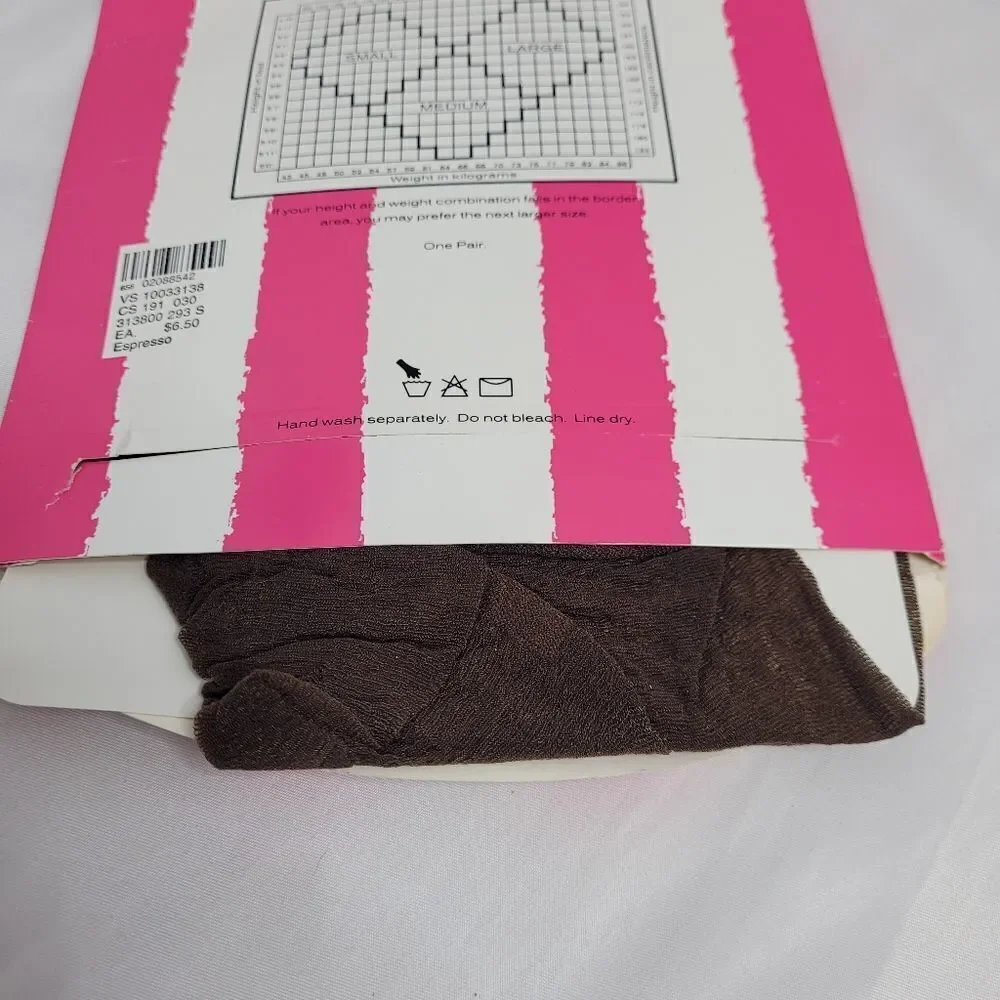 NEW VINTAGE 90s Victoria's‎ Secret lasting luxuries espresso brown pantyhose S